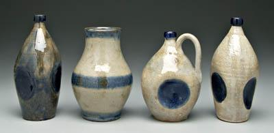 Four pieces Hilton pottery three pinch pots one formed as