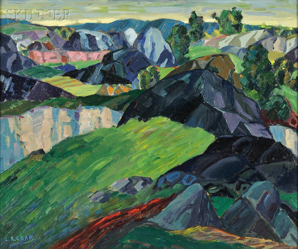 Leighton R Cram American 1895 1981 Landscape with Rolling Hills