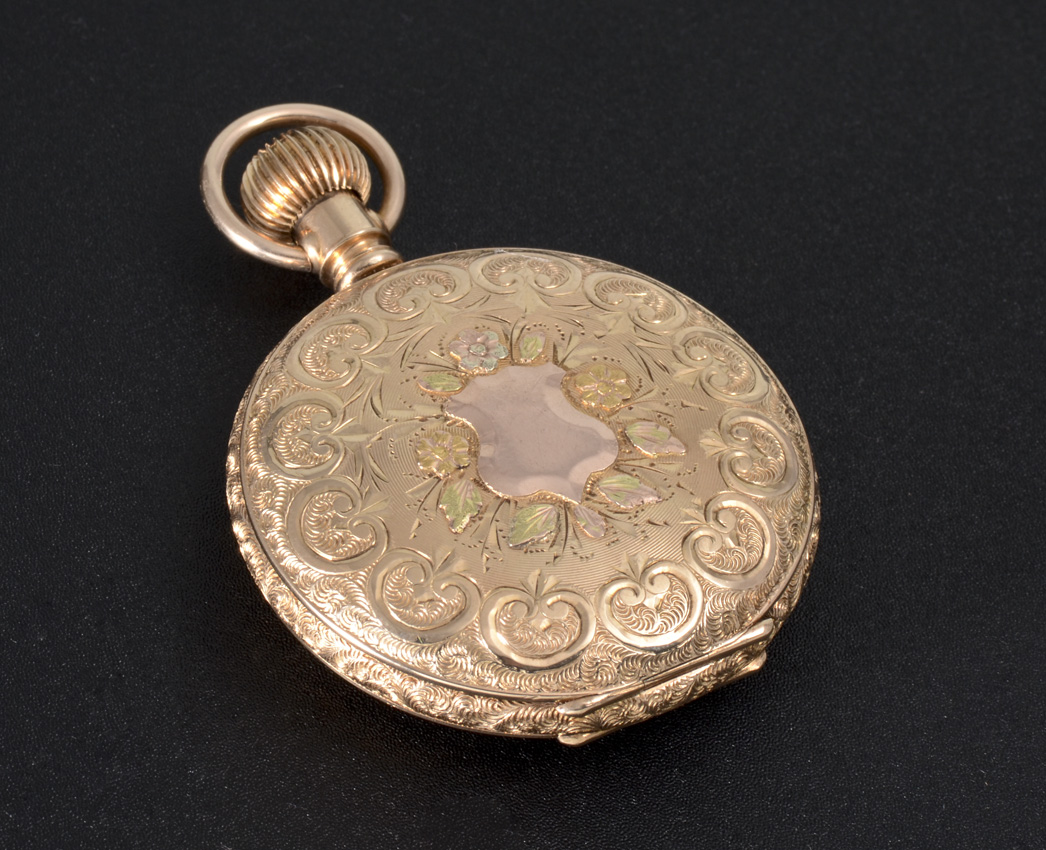 14K MULTI COLOR GOLD WALTHAM HUNTER CASE POCKET WATCH Circa