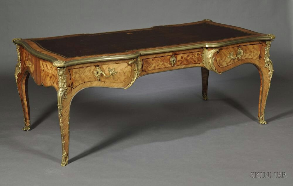 Louis XV style Ormolu mounted and Kingwood veneered Bureau Plat