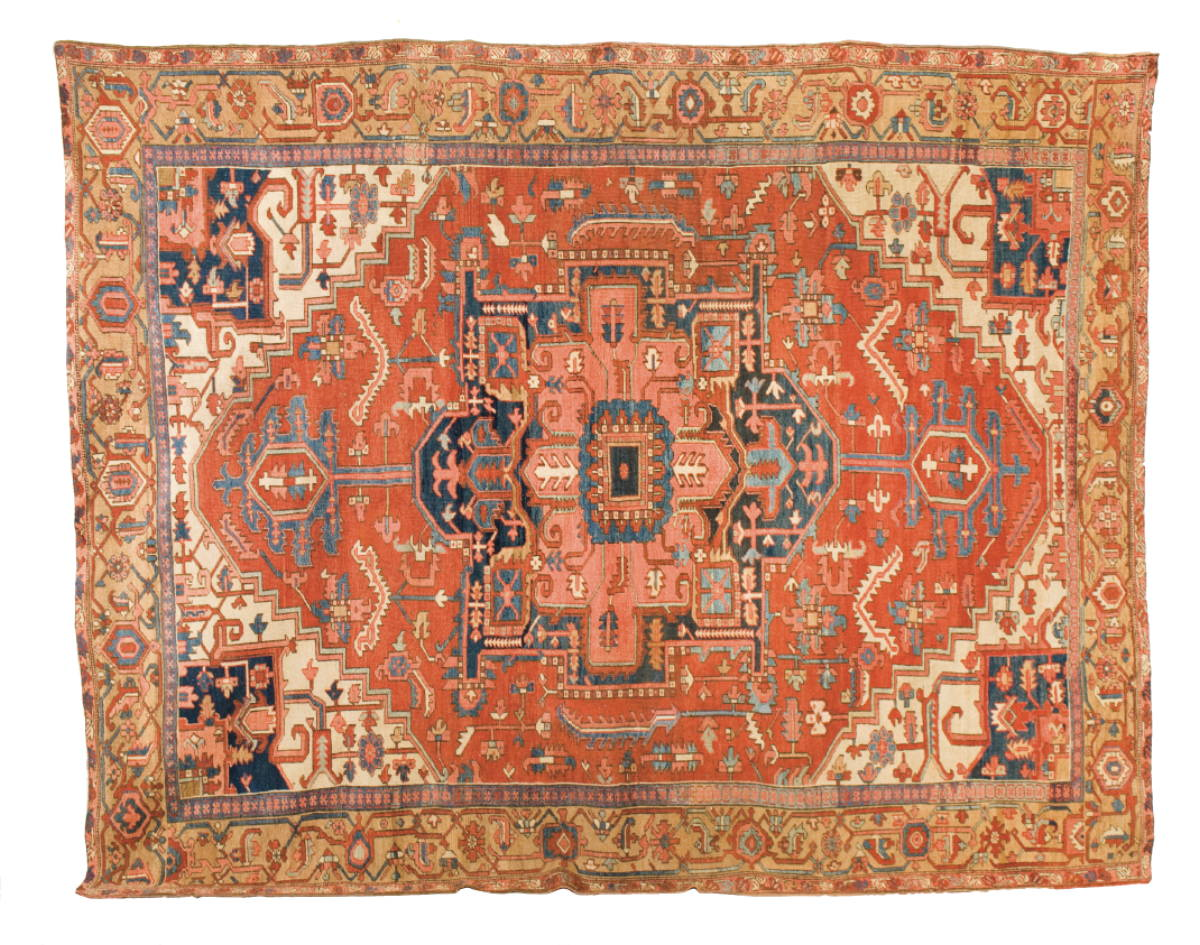 HERIZ CARPET NORTHWEST PERSIA CIRCA 1900 The salmon and indigo