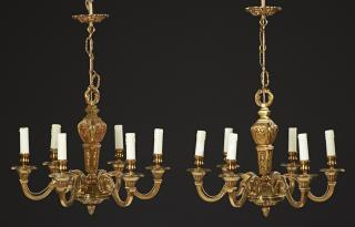 Pair of French Gilt Bronze Louis XV Style Six Ligh