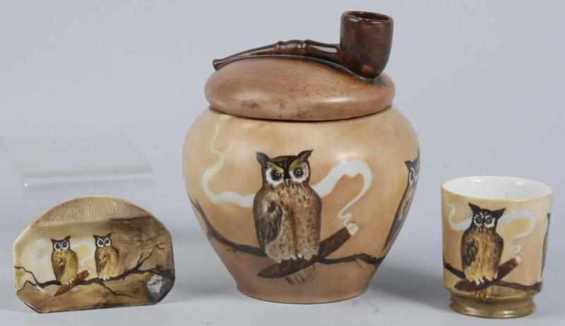 Owl Cigar Smoking 3 Piece Set Description Circa 1890s Includes