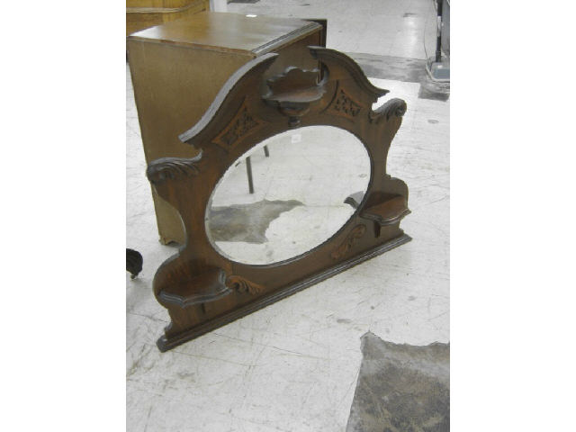 OAK OVER MANTLE BEVELED MIRROR