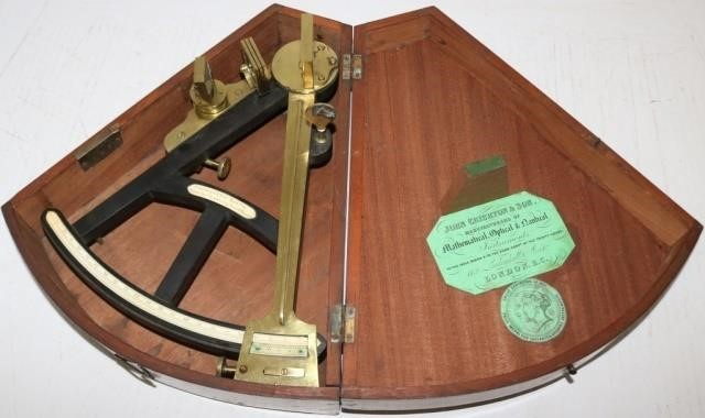 19TH CENTURY BRASS AND EBONY QUADRANT BY JOHNCRICHTON AND SON