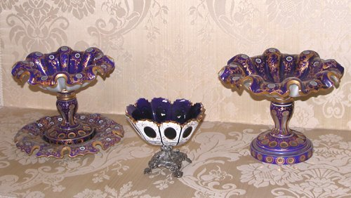 Title Pr Bohemian Cased Glass Comports and White cut back
