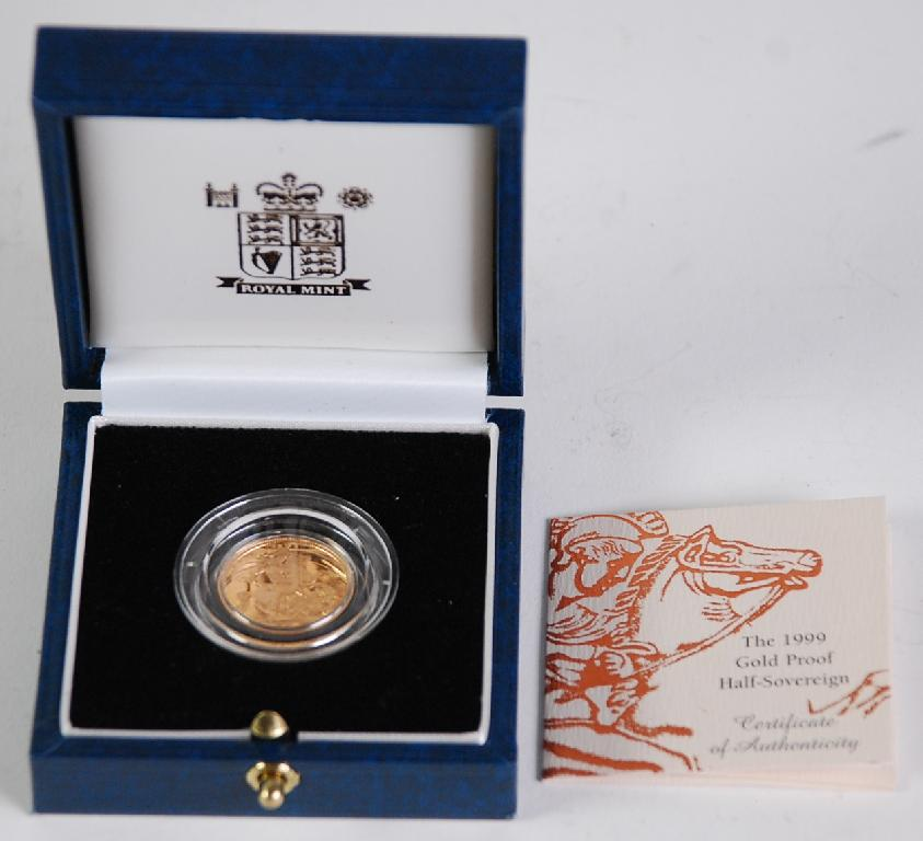 ELIZABETH II GOLD PROOF HALF SOVEREIGN 1999 No 5084 of