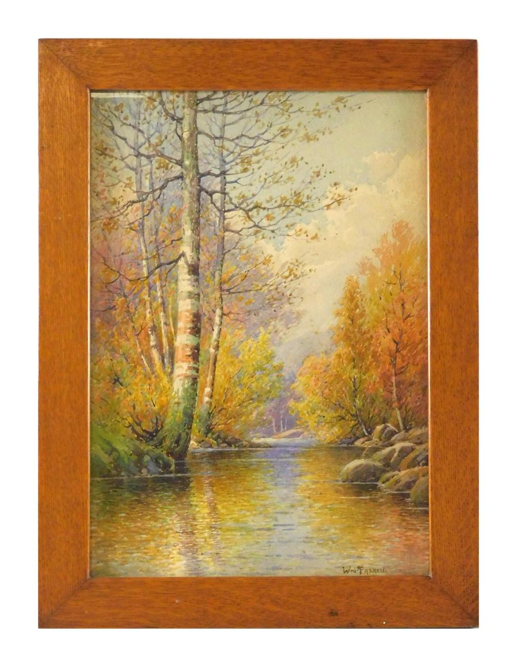 William Frederick Paskell American 1866 1951 watercolor landscape birch trees