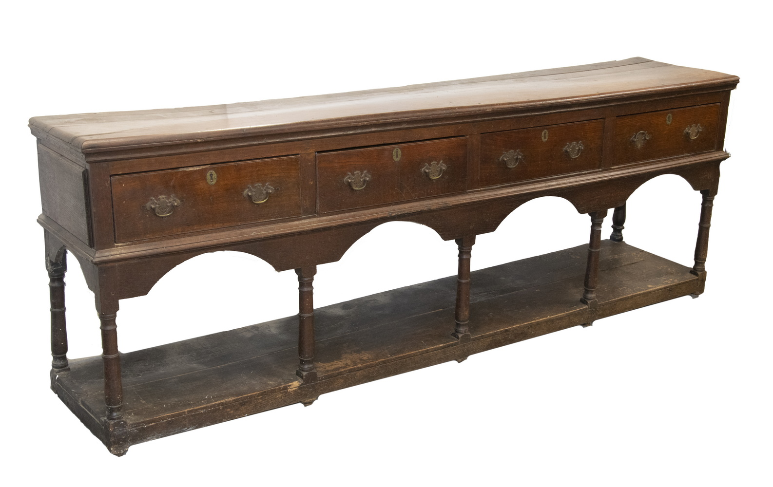 ENGLISH OAK SIDEBOARD Large 18th c Joined Dresser Base having