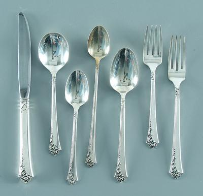 Damask sterling flatware by Heirloom Oneida 127 pieces no monograms