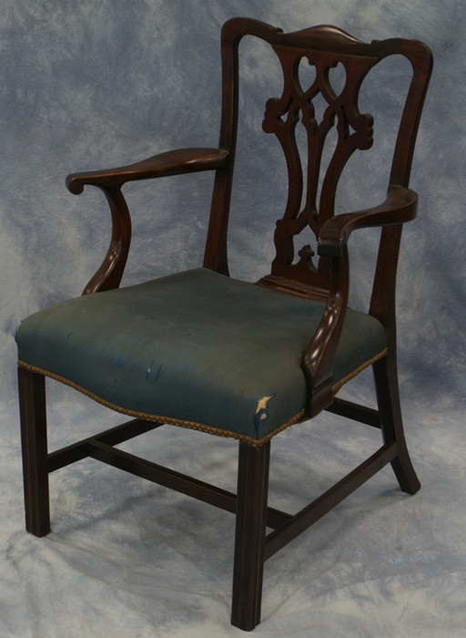 Georgian mahogany armchair straight leg base 38 h Estimate 300