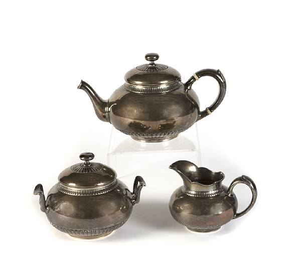 A sterling three piece tea setWhiting Mfg Co Providence RI