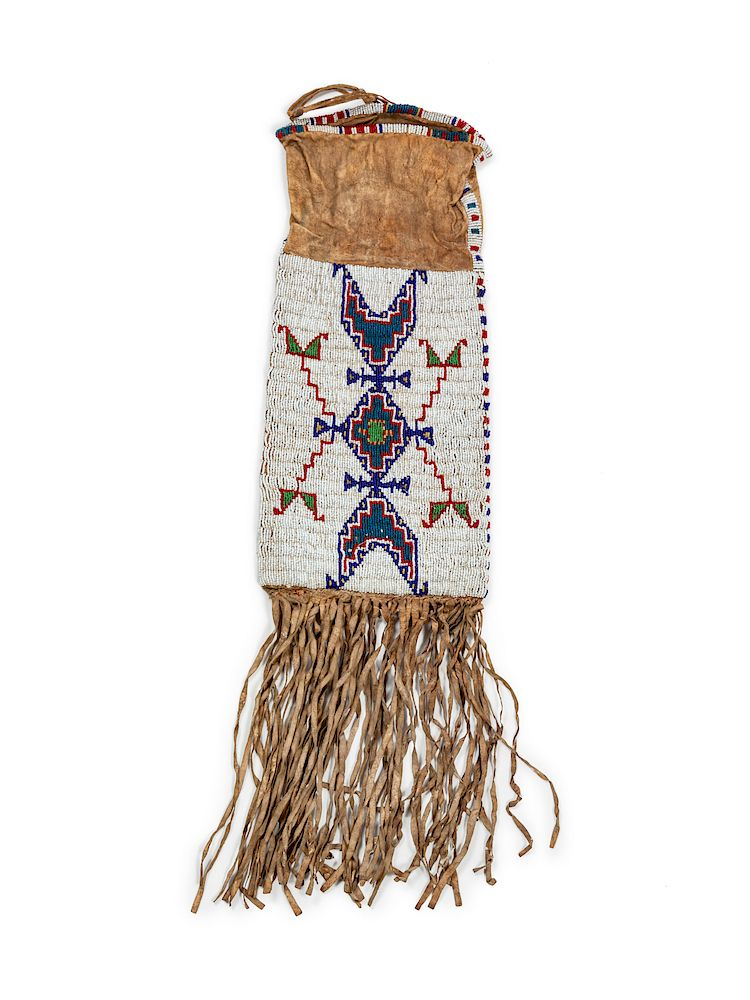 Sioux Beaded Hide Tobacco Bag overall length 26 inches Sioux