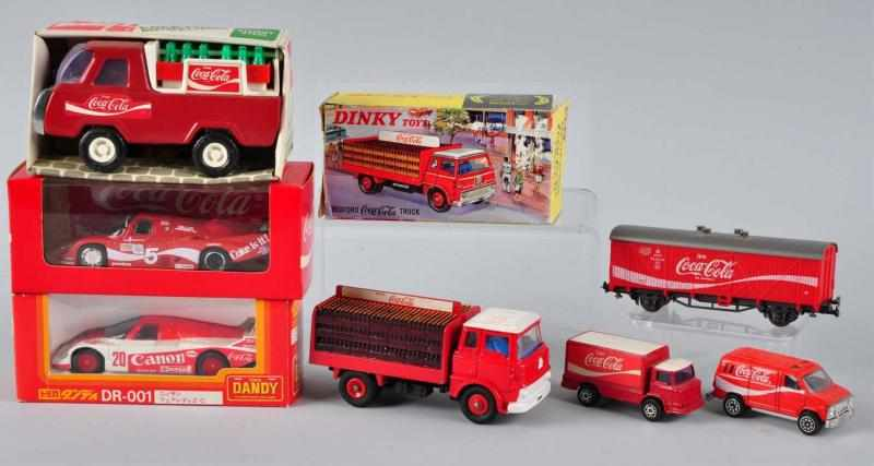 Lot of Assorted Coca Cola Truck and Car Toys Description