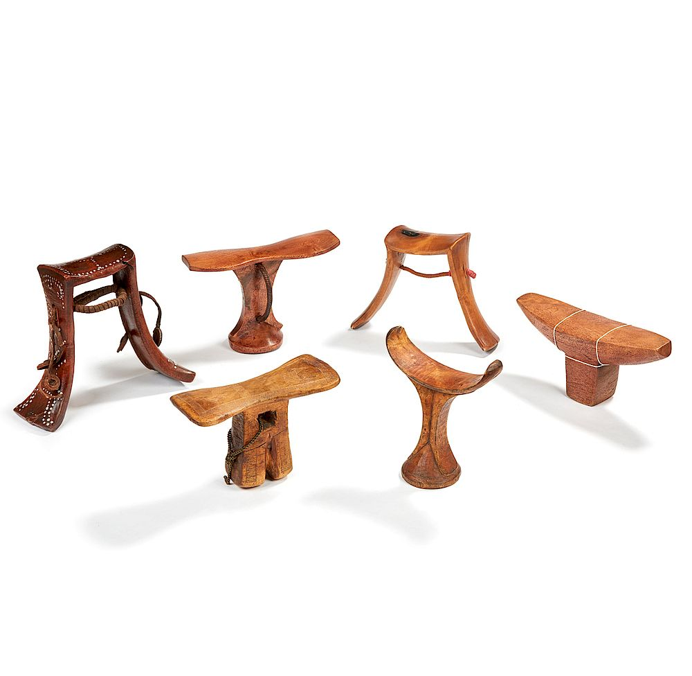 Six Somalia and Kenya Wood Headrests Six Somalia and Kenya