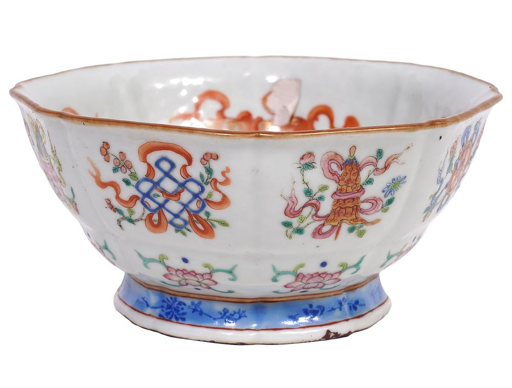 Chinese Porcelain Hexagonal Famille Rose Bowl Chinese porcelain hexagonal shaped
