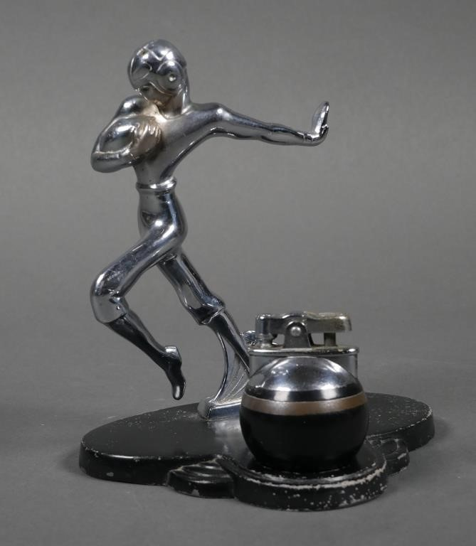 DECO FOOTBALL PLAYER TABLETOP LIGHTERVintage Art Deco 5 3 4