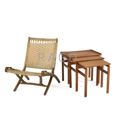 STYLE OF HANS WEGNER Set of three nesting tables and