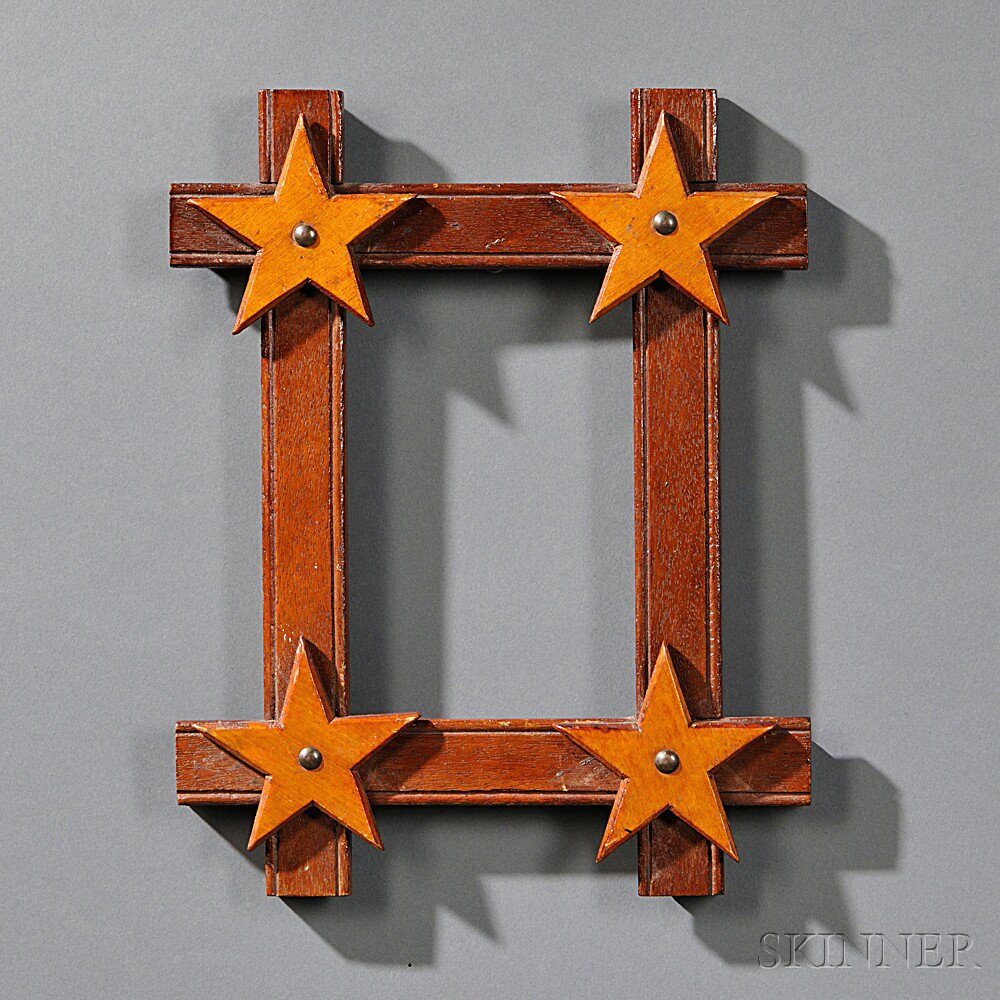 Beaded Walnut Frame with Mounted Stars America late 19th century