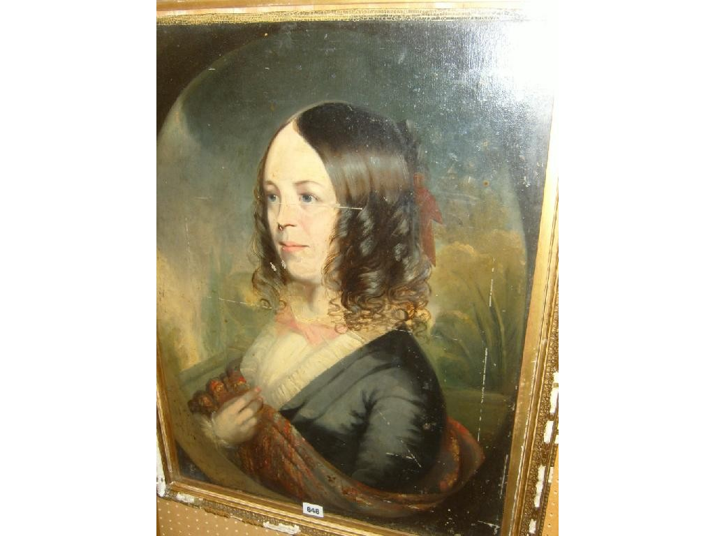 A 19th century oil painting on board showing a half