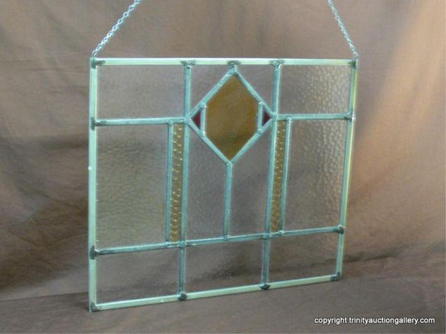 Hanging Leaded Stain Glass Diamond Design 18 x 16 size