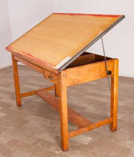 Oak Drafting Table Oak framed drafting table has an adjustable