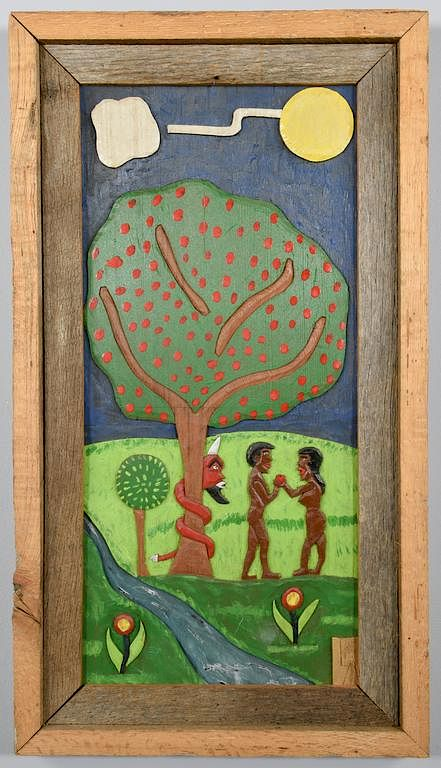 Leroy Almon Sr Carving Adam and Eve Leroy Almon Sr