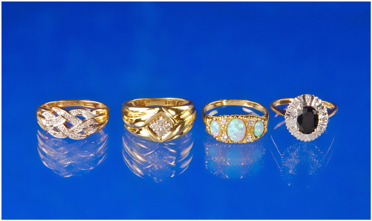9ct Gold Rings 4 in total all fully hallmarked