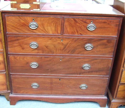 A 19th century mahogany chest of two short and three