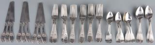 33 Pcs Coin and Sterling Flatware inc forks knives 33