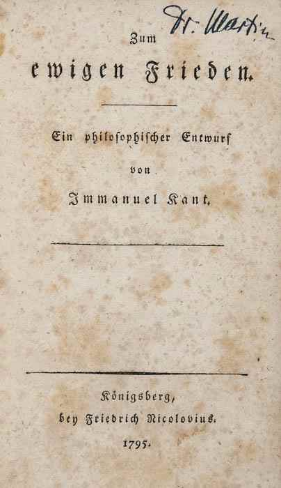 Kant Immanuel Zum Ewigen Frieden first edition first issue with