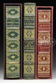 THREE FINE LEATHER BOUND BOOKS Lot includes 1 Le Morte