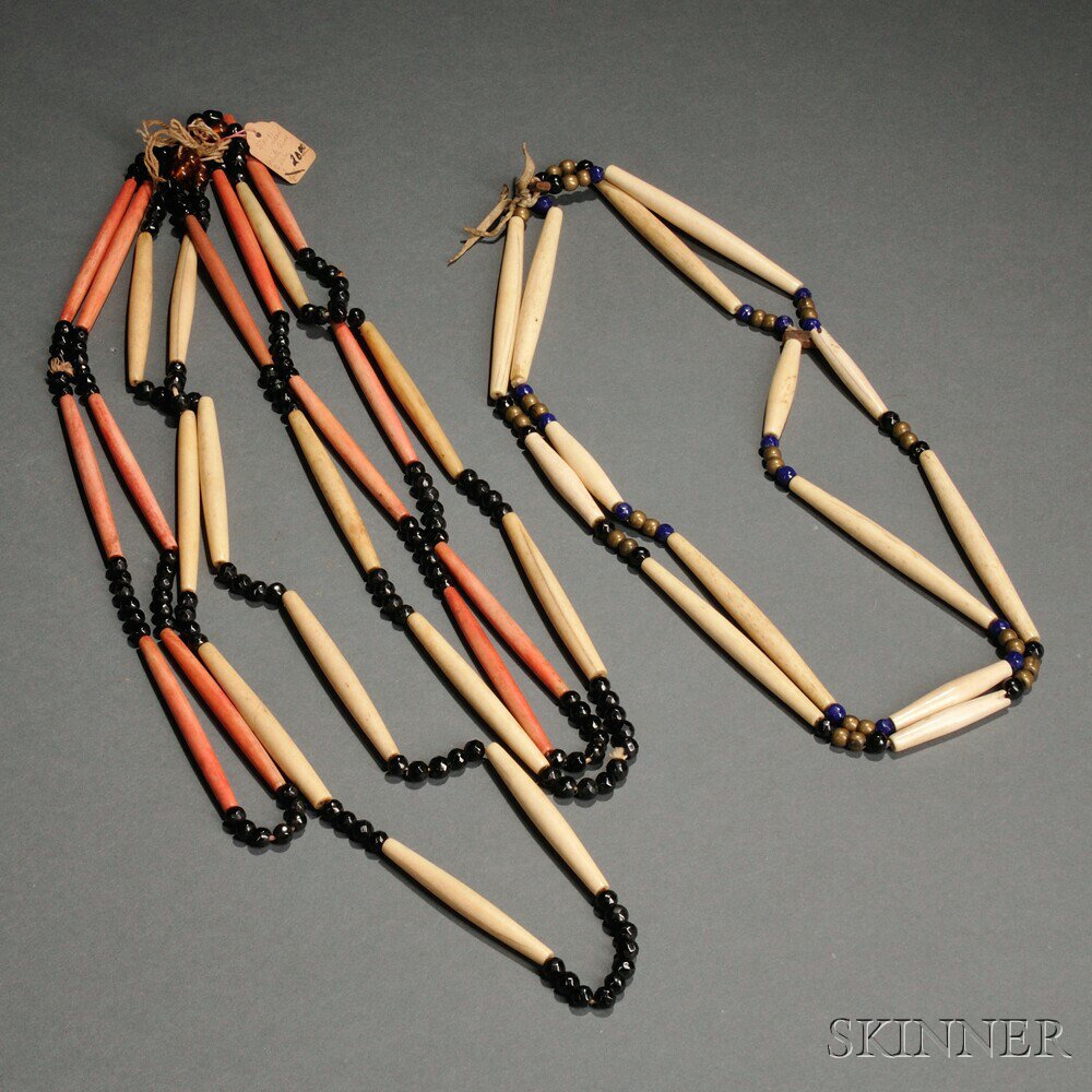 Two Plains Trade Bead and Bone Hairpipe Necklaces c last