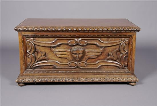 A Renaissance Revival Carved Chest Height 18 x width 36