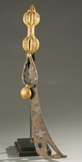 Asante gold leaf ceremonial sword 20th c Asante stool with