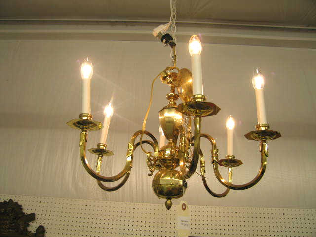 Brass Chandelier Six Light