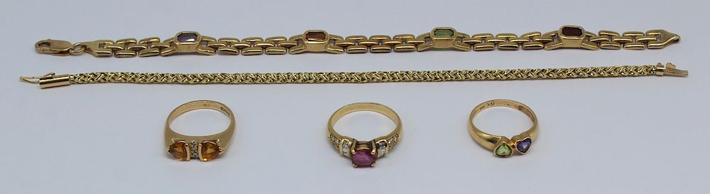 JEWELRY 14kt Gold and Colored Gem Grouping Includes a 14kt