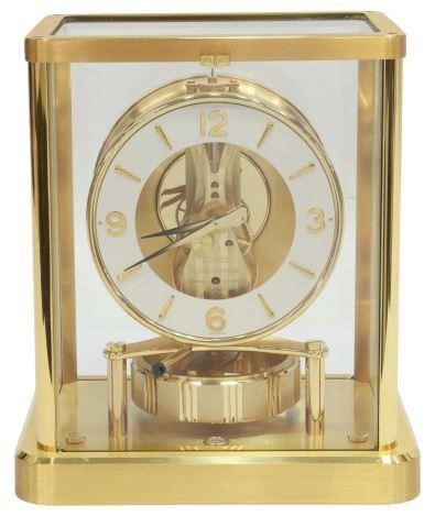 Swiss Atmos clock Jaeger LeCoultre 20th c gilt brass case