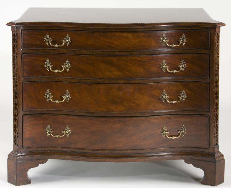 Chippendale Style Serpentine Front Chest highly figured mahogany case having