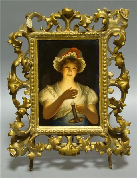 HUTSCHENREUTHER PORCELAIN PLAQUE OF A GIRL Signed Wagner sealed with