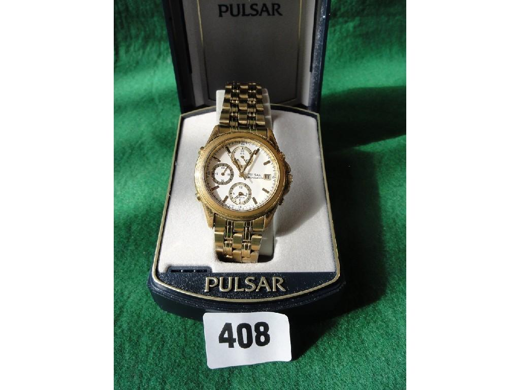 A Pulsar wristwatch Chronograph with date and alarm with a