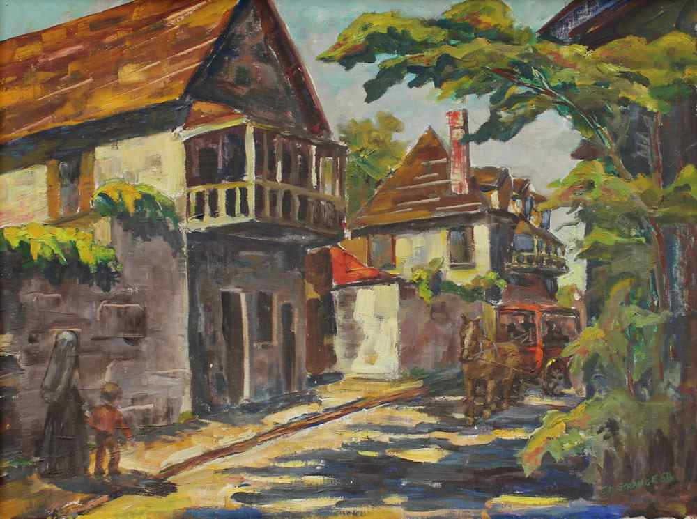 STRANGE Ch American 20th C Aviles Street Saint Augustine OIL