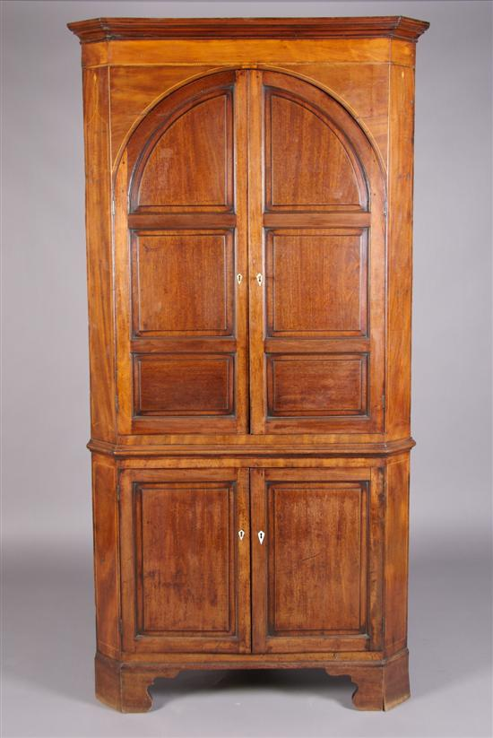 A Scottish Mahogany Corner Cabinet Height 85 x width 40