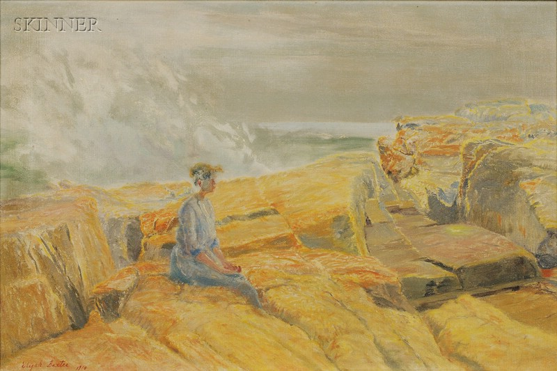 Elijah Baxter American 18 1939 Woman by the Shore Signed