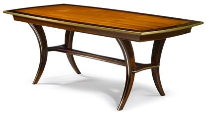 Regency style gilt metal mounted rosewood banded center table The