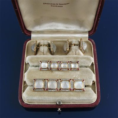 A cased set of dress cufflinks and eight studs Of