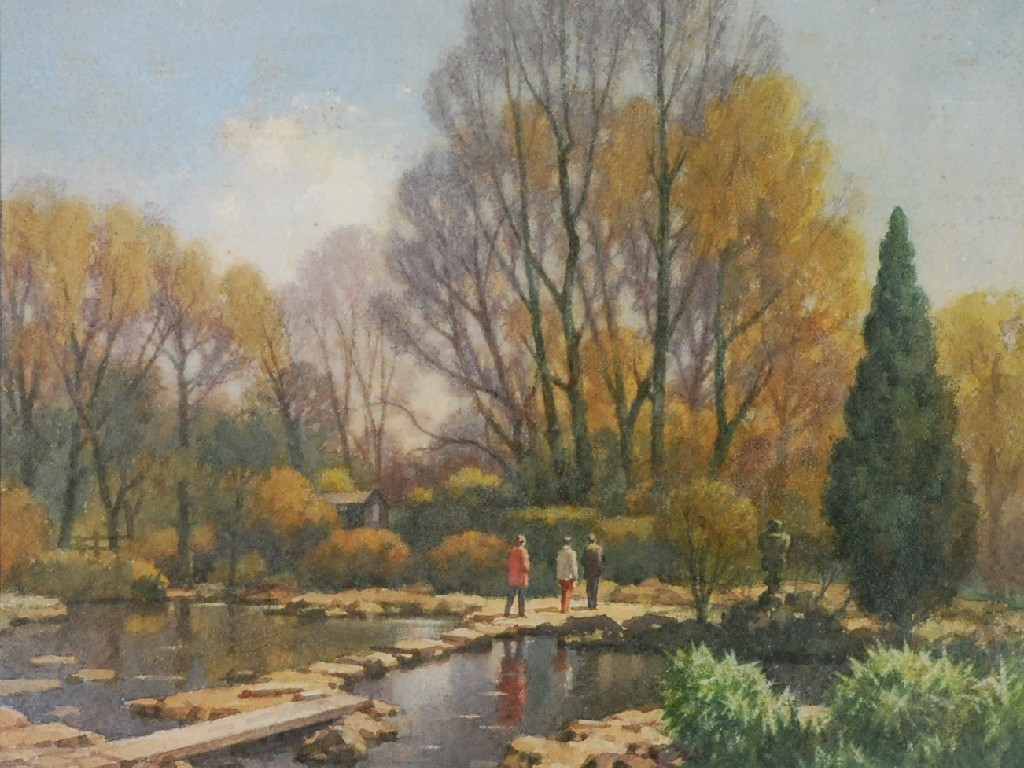 EDWARD A HICKLING twentieth century WATERCOLOUR DRAWING River scene with