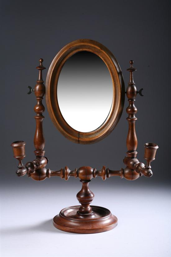 NEW ENGLAND MAPLE TURNED TABLE TOP MIRROR early 19th century