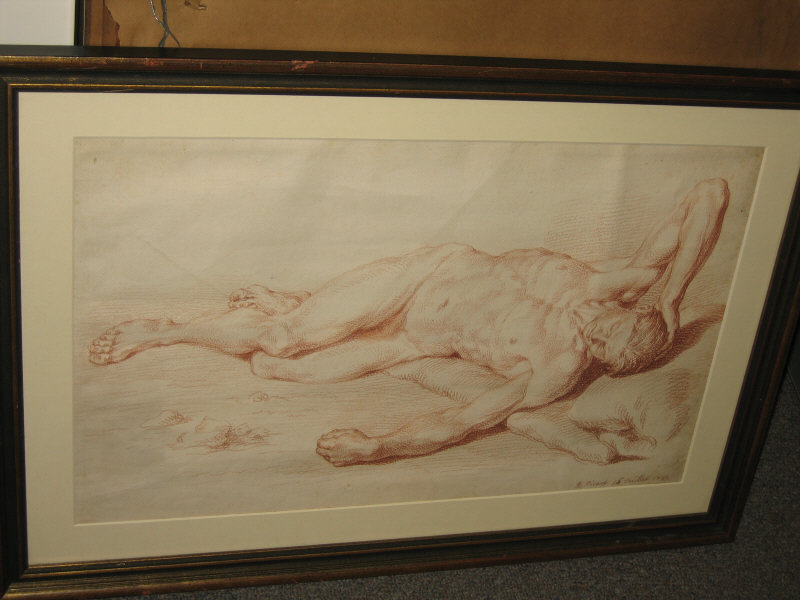 BERNARD PICART FRENCH 1673 1733 Reclining male nude 1732 red