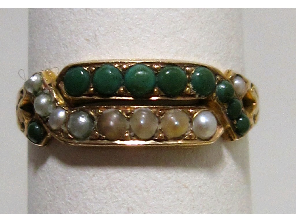 Victorian 15 ct gold turquoise and seed pearl set dress